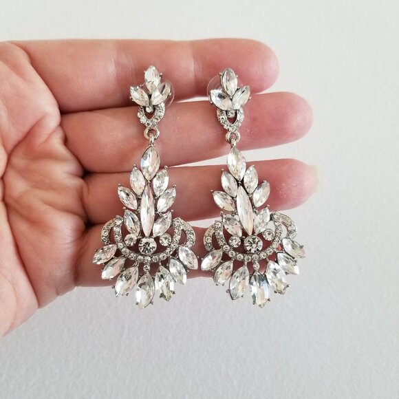 Brand New Large Crystal Chandelier Earrings, Gold or Silver Options - Picture 14 of 16